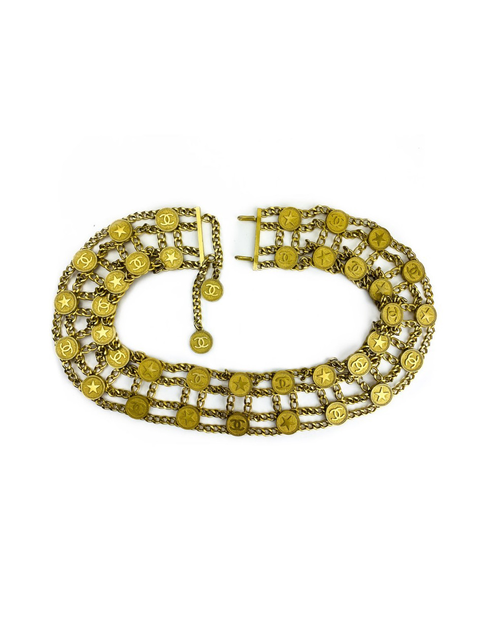 Ceinture CHANEL multichaines étoiles corail