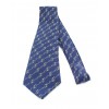 Cravate HERMES en soie imprimée bleue marine motif sellier