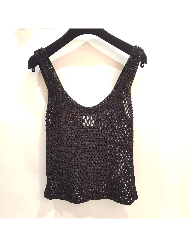 Top CHANEL T 36 en maille noire