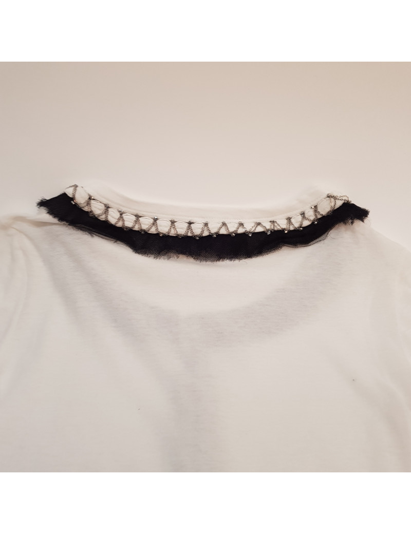 T-shirt T 34 CHANEL coton blanc chaines et brillants 