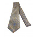 HERMES tie printed silk blue and Brown