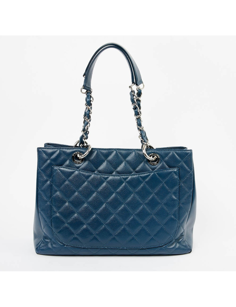 Cabas CHANEL cuir grainé bleu