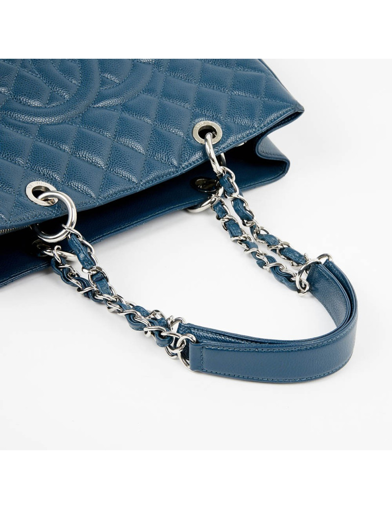 Cabas CHANEL cuir grainé bleu