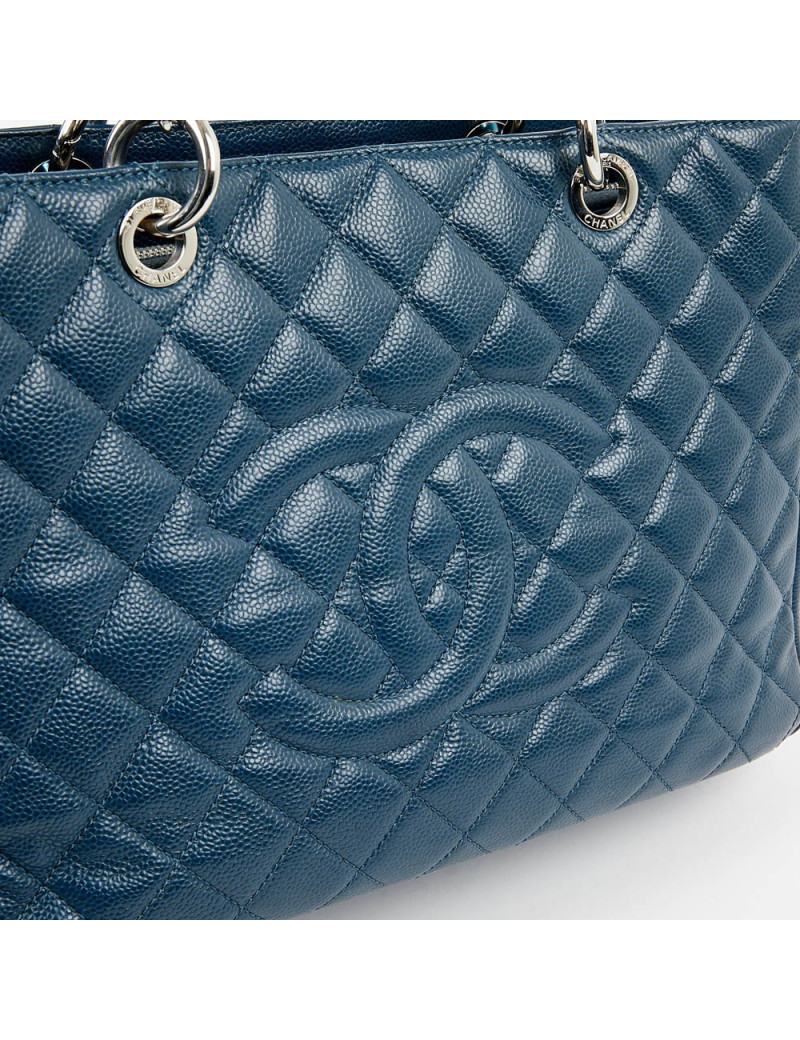 Cabas CHANEL cuir grainé bleu