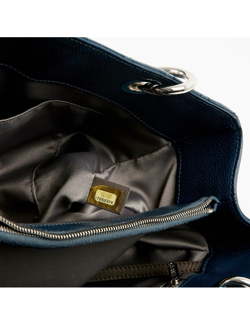 Cabas CHANEL cuir grainé bleu