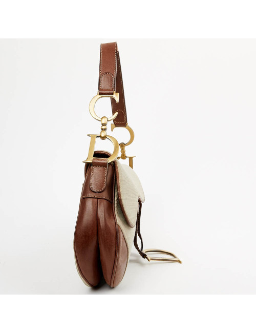 Sac Saddle DIOR vintage toile et cuir marron