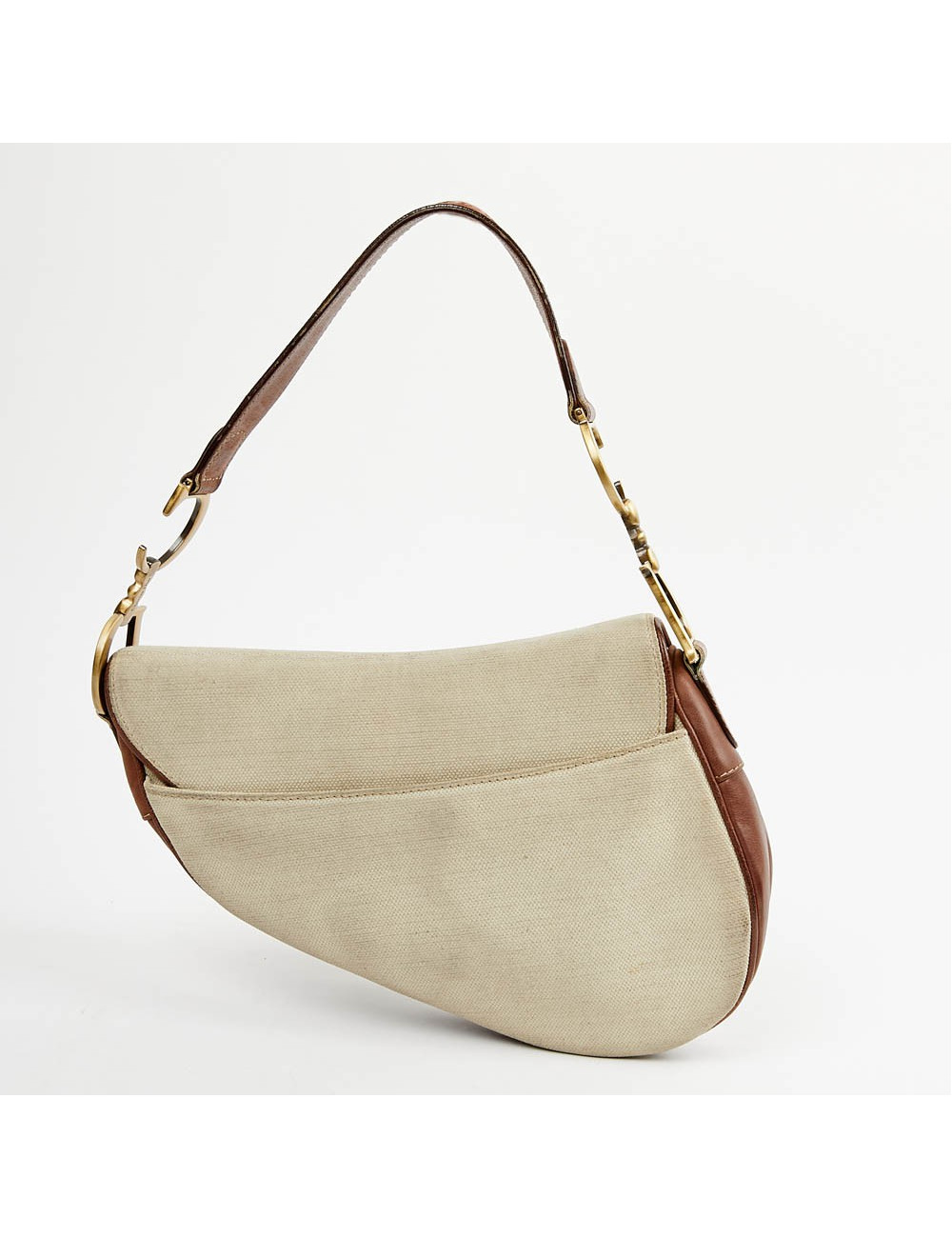 Sac Saddle DIOR vintage toile et cuir marron