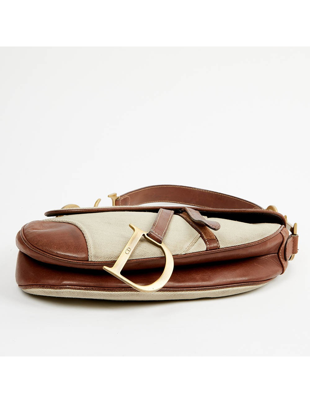 Sac Saddle DIOR vintage toile et cuir marron