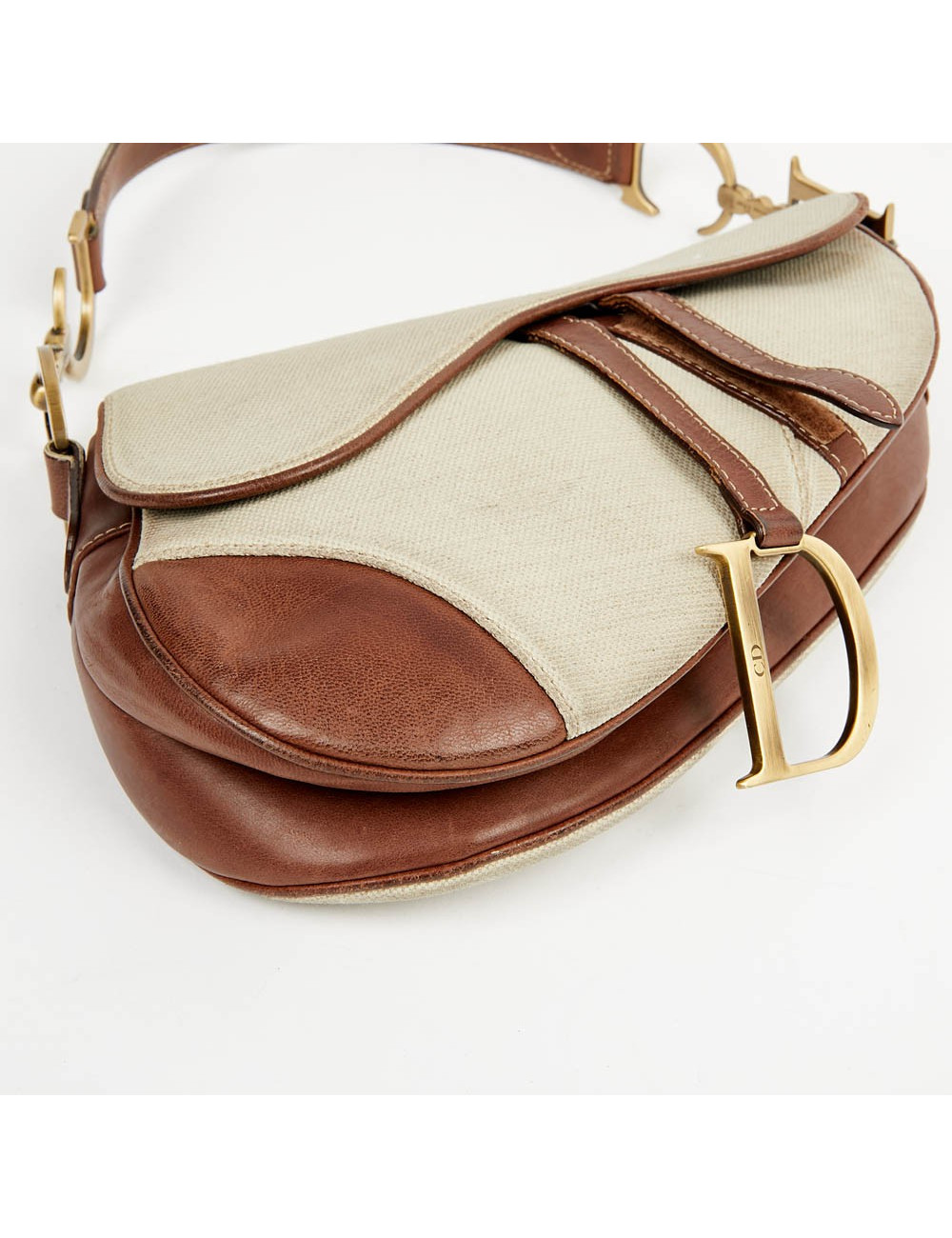 Sac Saddle DIOR vintage toile et cuir marron