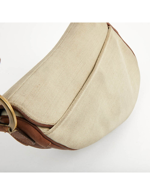 Sac Saddle DIOR vintage toile et cuir marron