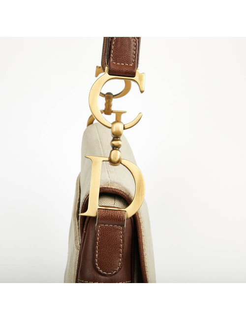 Sac Saddle DIOR vintage toile et cuir marron
