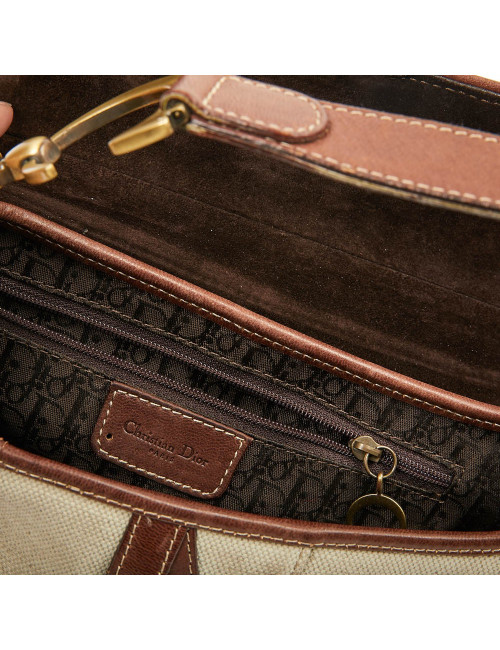 Sac Saddle DIOR vintage toile et cuir marron