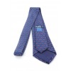 Cravate HERMES en soie imprimée bleue marine et maillons rouges