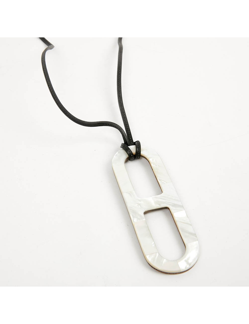 HERMES collier chaine d'ancre nacré