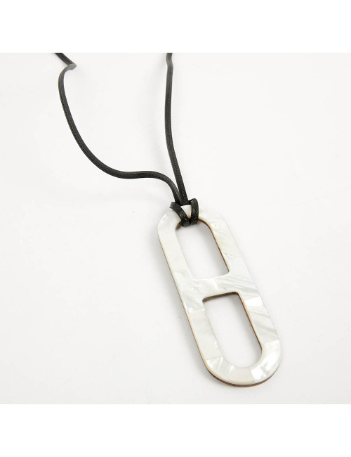 HERMES collier chaine d'ancre nacré
