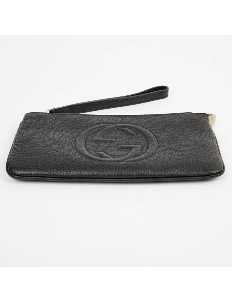 Pochette Soho GUCCI cuir grainé noir 