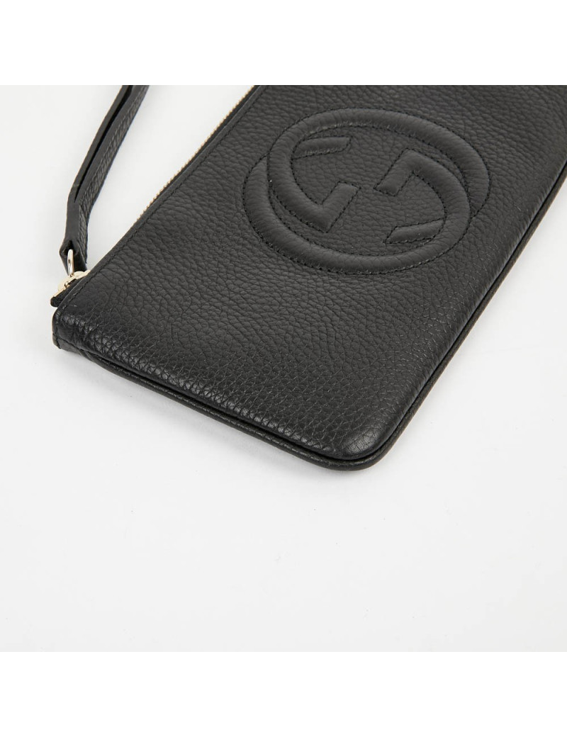 Pochette Soho GUCCI cuir grainé noir 