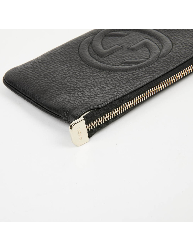 Pochette Soho GUCCI cuir grainé noir 