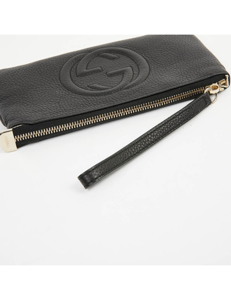 Pochette Soho GUCCI cuir grainé noir 