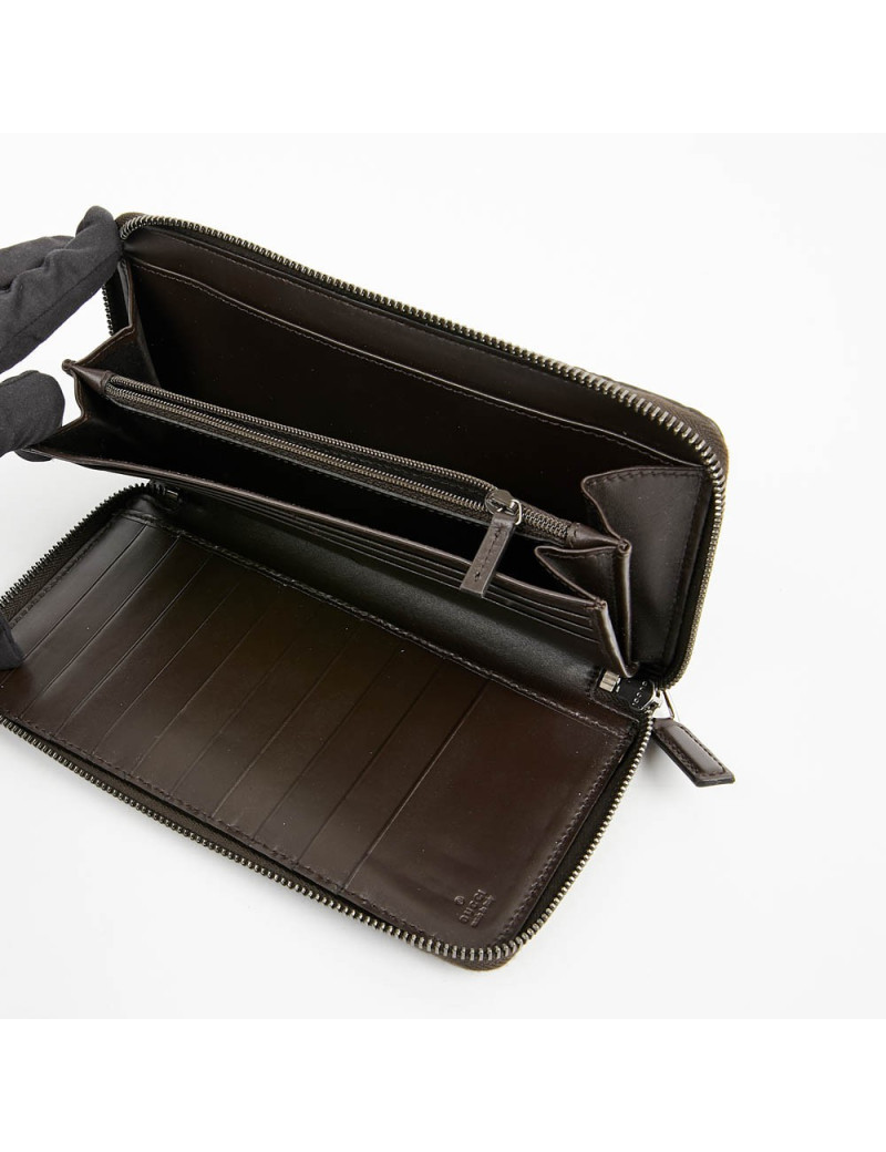 Compagnon GUCCI cuir embossé marron