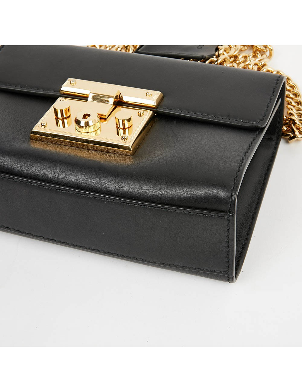 Sac à main GUCCI Padlock cuir lisse noir