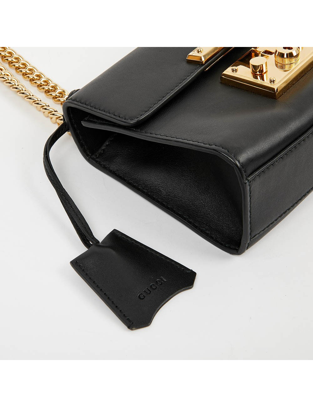 Sac à main GUCCI Padlock cuir lisse noir