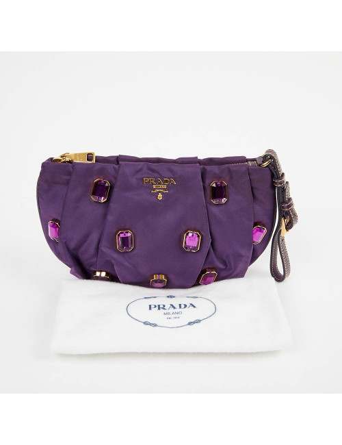 Pochette violette PRADA en soie