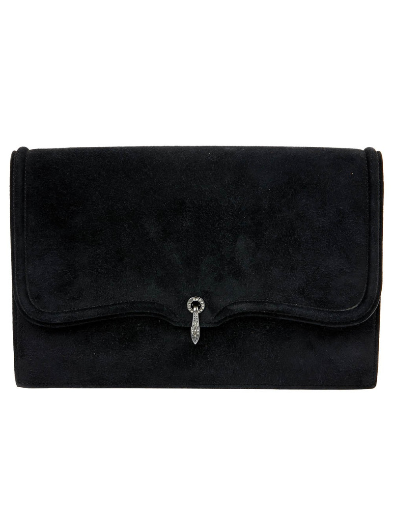 Pochette veau velours noir HERMES
