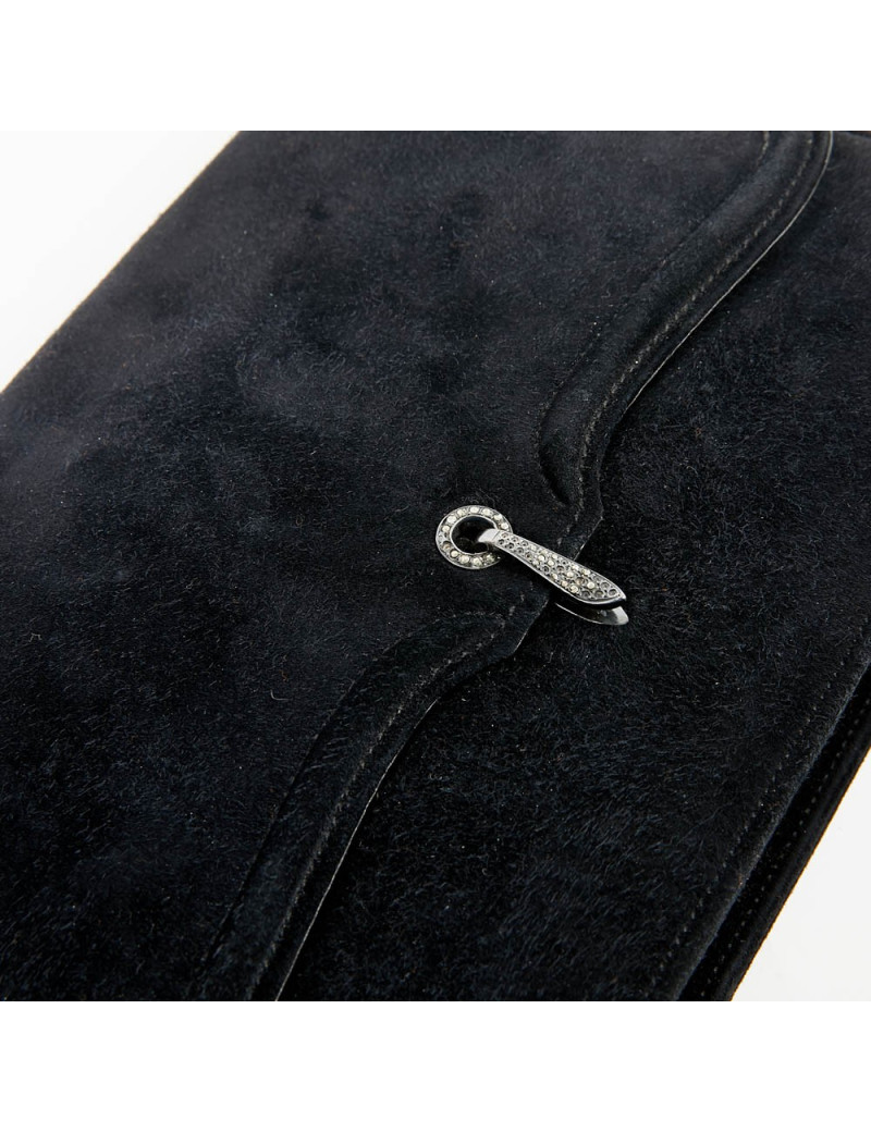 Pochette veau velours noir HERMES