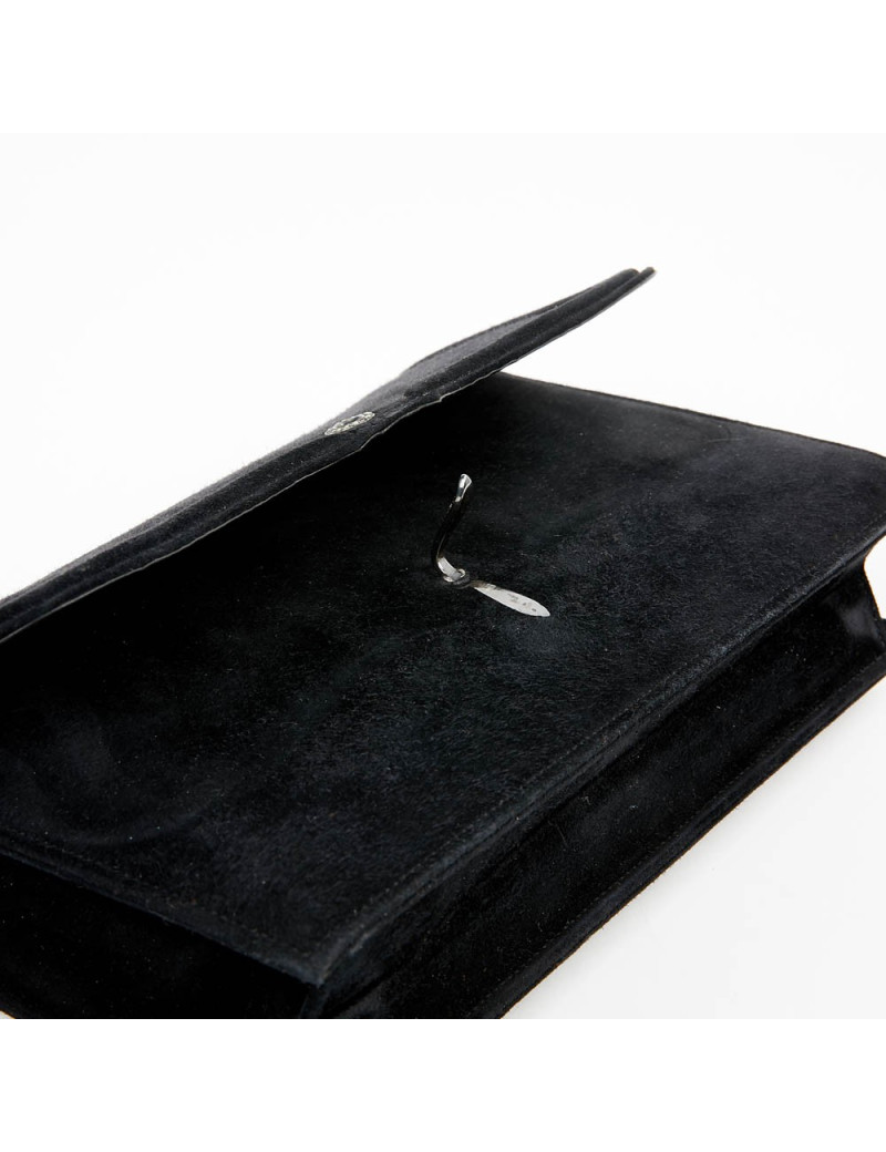 Pochette veau velours noir HERMES