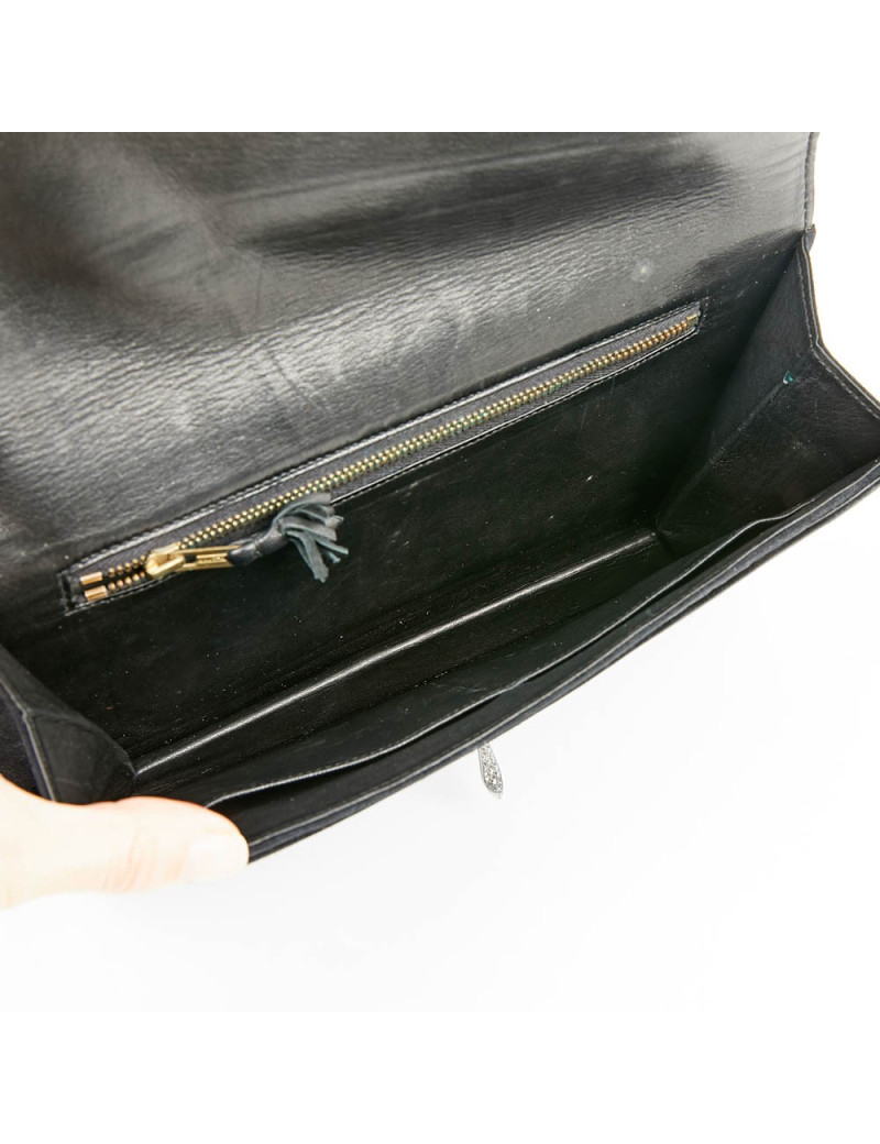 Pochette veau velours noir HERMES