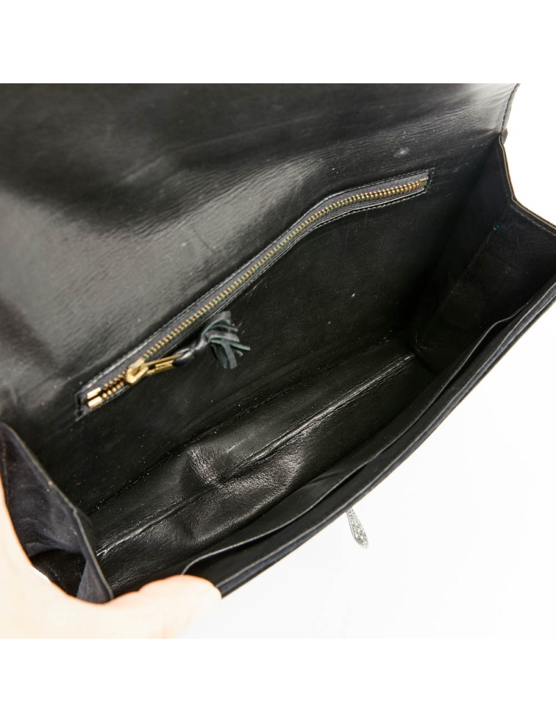 Pochette veau velours noir HERMES