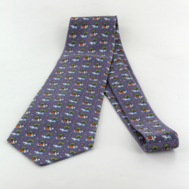 HERMES tie printed silk Twill purple