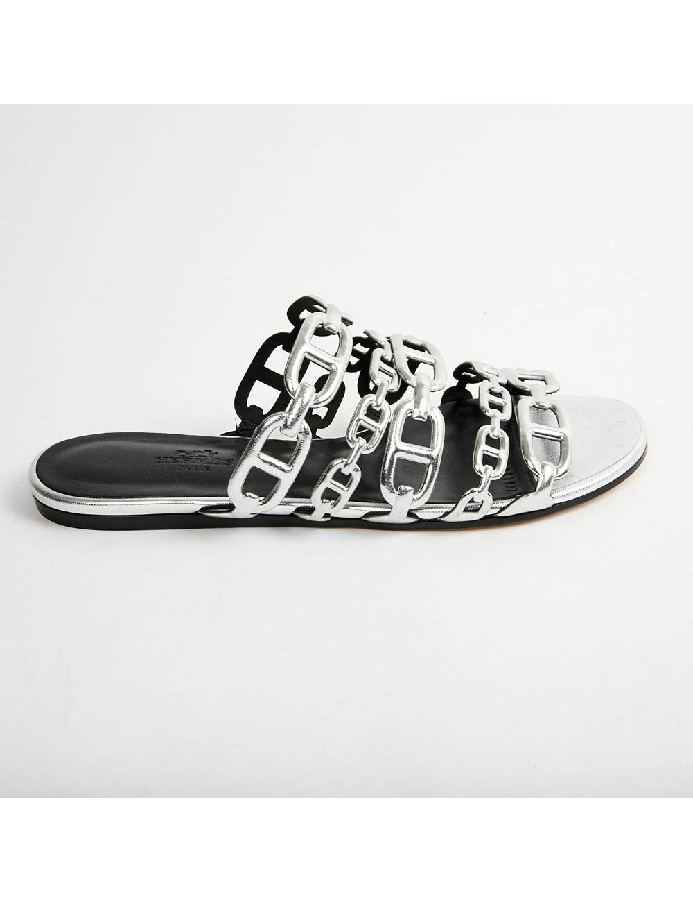 Sandales argentées HERMES T36,5 