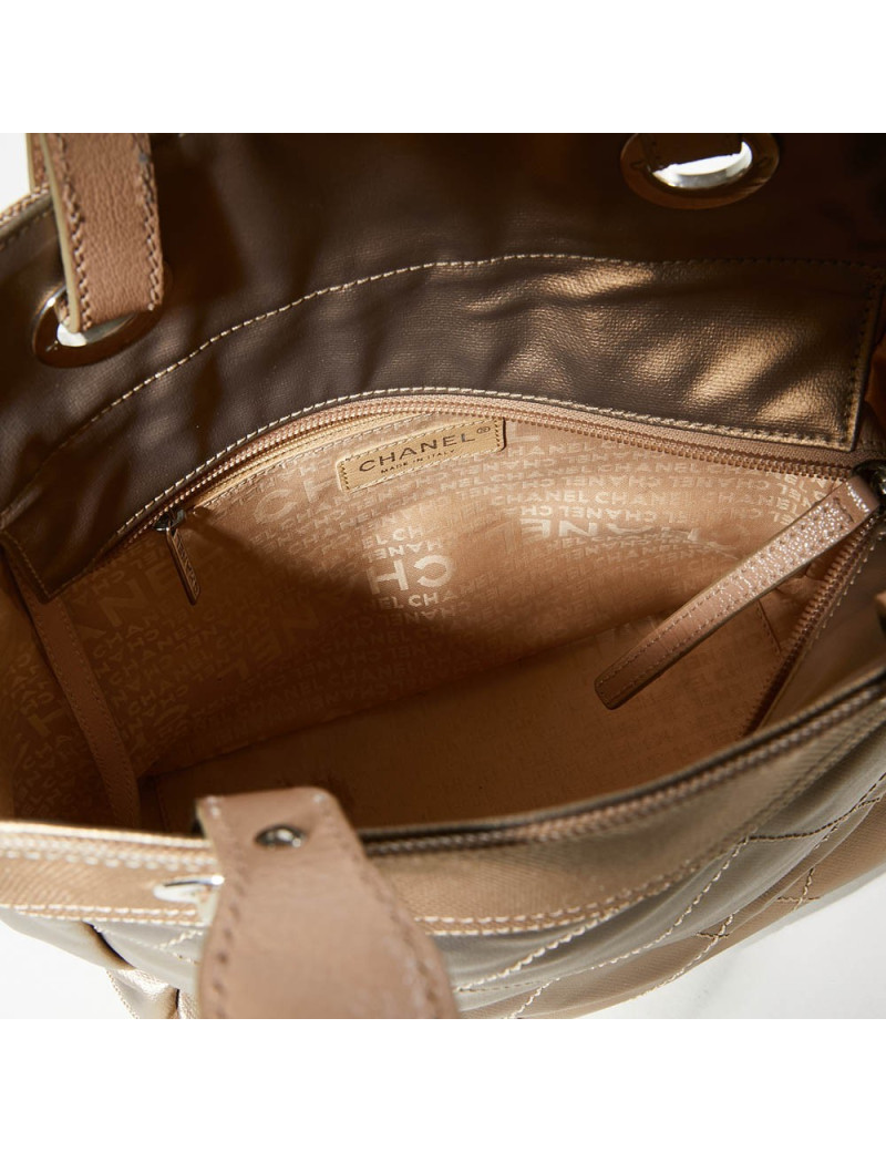 Sac CHANEL toile dorée