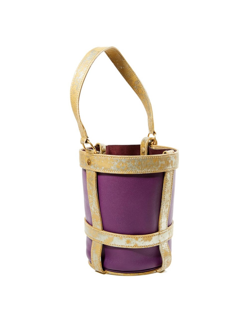 Sac seau HERMES bicolore améthyste et vieil or