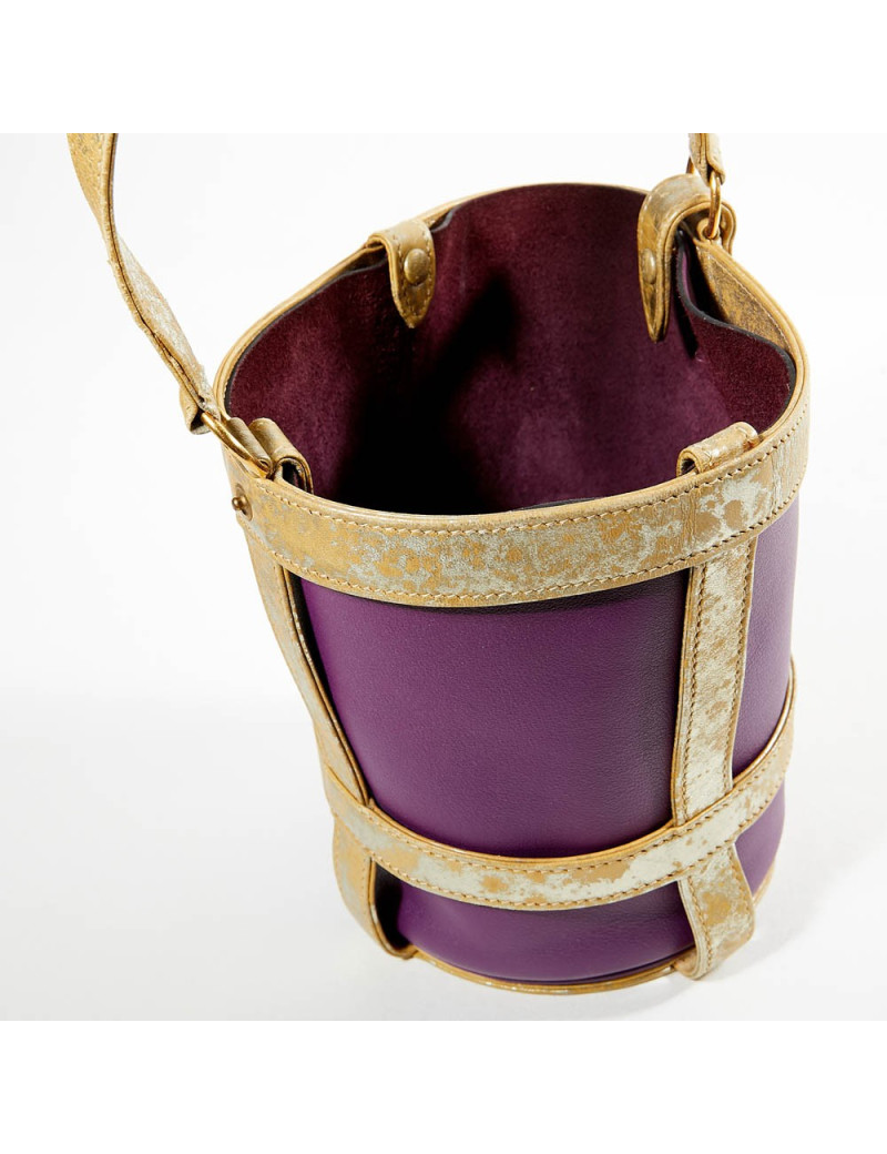 Sac seau HERMES bicolore améthyste et vieil or