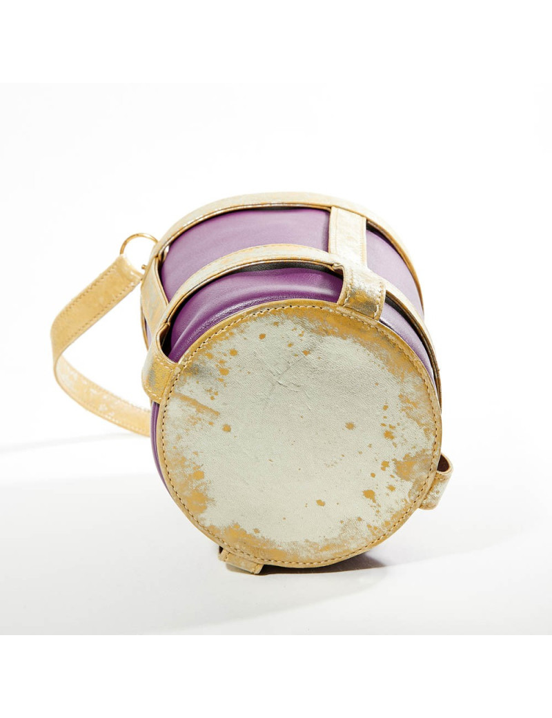 Sac seau HERMES bicolore améthyste et vieil or