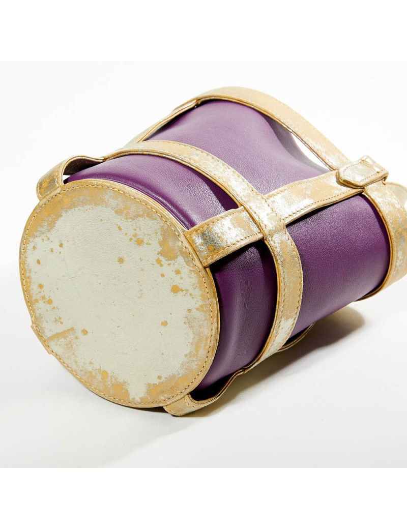 Sac seau HERMES bicolore améthyste et vieil or