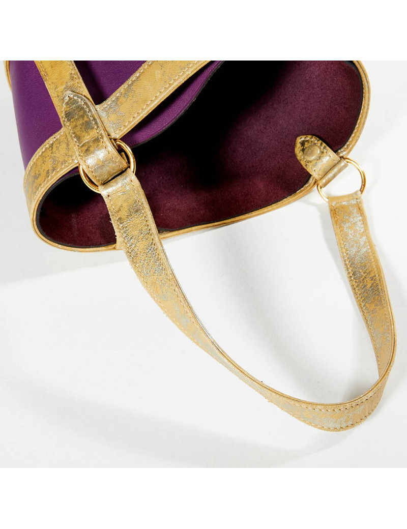 Sac seau HERMES bicolore améthyste et vieil or