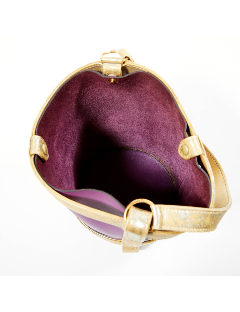 Sac seau HERMES bicolore améthyste et vieil or