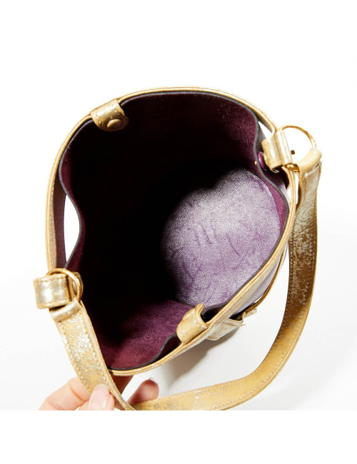 Sac seau HERMES bicolore améthyste et vieil or
