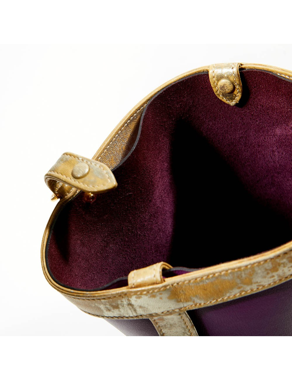 Sac seau HERMES bicolore améthyste et vieil or