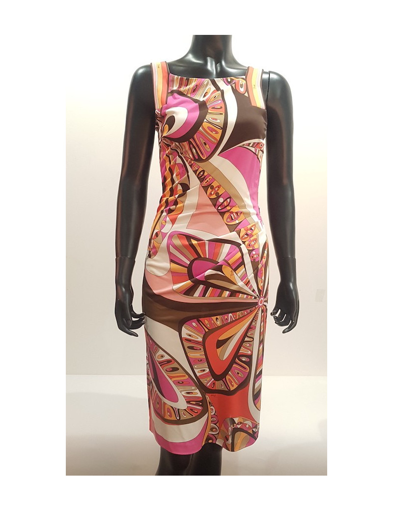 Robe EMILIO PUCCI T 38 FR motifs rose rouge orange