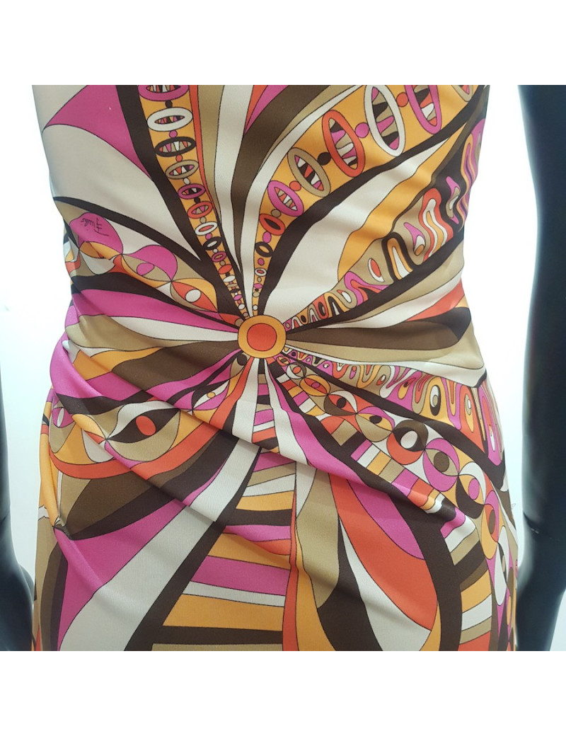Robe EMILIO PUCCI T 38 FR motifs rose rouge orange