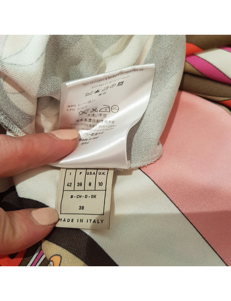 Robe EMILIO PUCCI T 38 FR motifs rose rouge orange