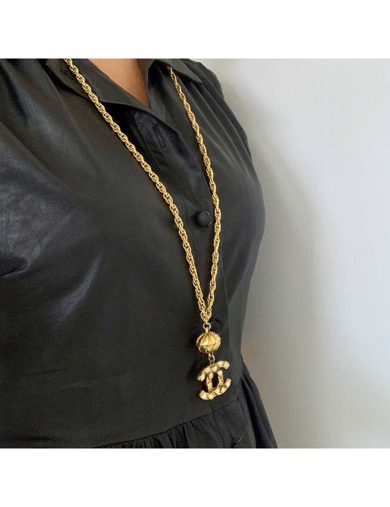 Sautoir CHANEL CC strass