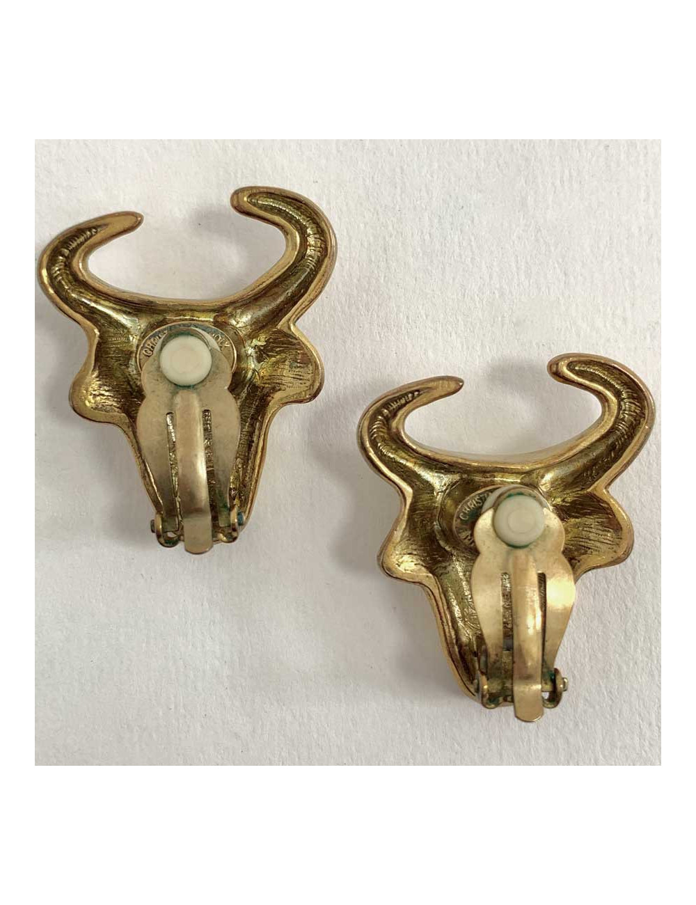 Boucles d'oreille vintage tete de taureau C LACROIX