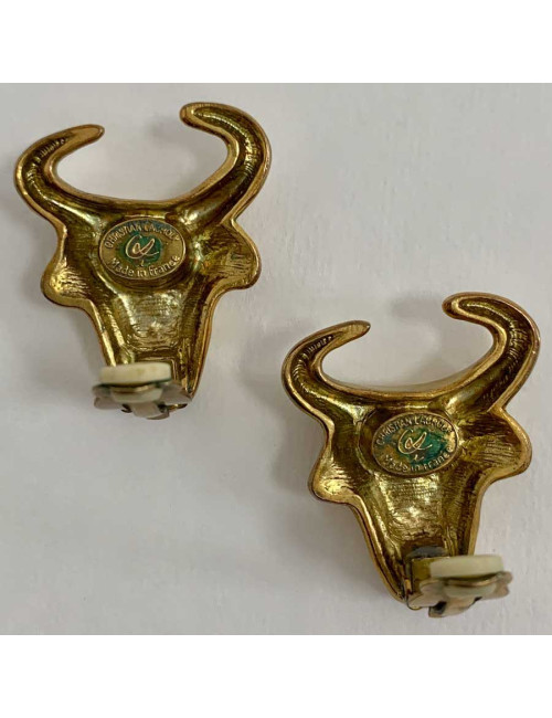 Boucles d'oreille vintage tete de taureau C LACROIX