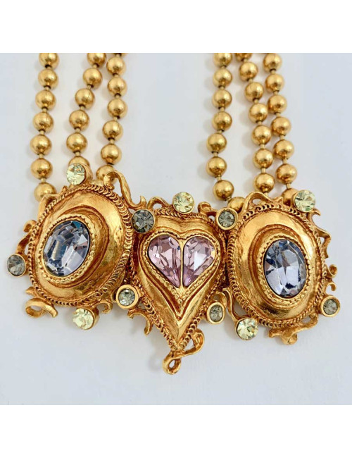 CHRISTIAN LACROIX Collier Ras de cou doré et strass